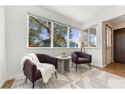 Staged reading corner in a home staged by Willow & Fern
