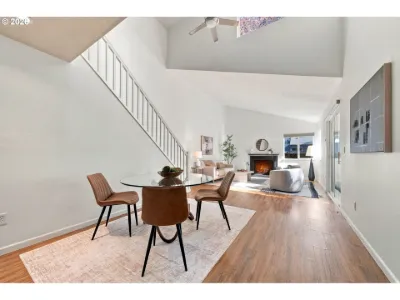 Staged dining area in a home staged by Willow & Fern